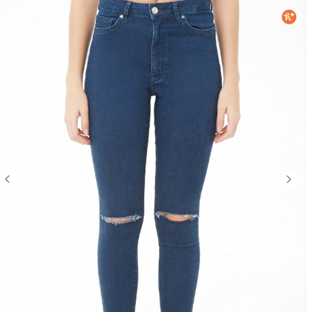 Sculpted high-rise skinny dark blue jeans